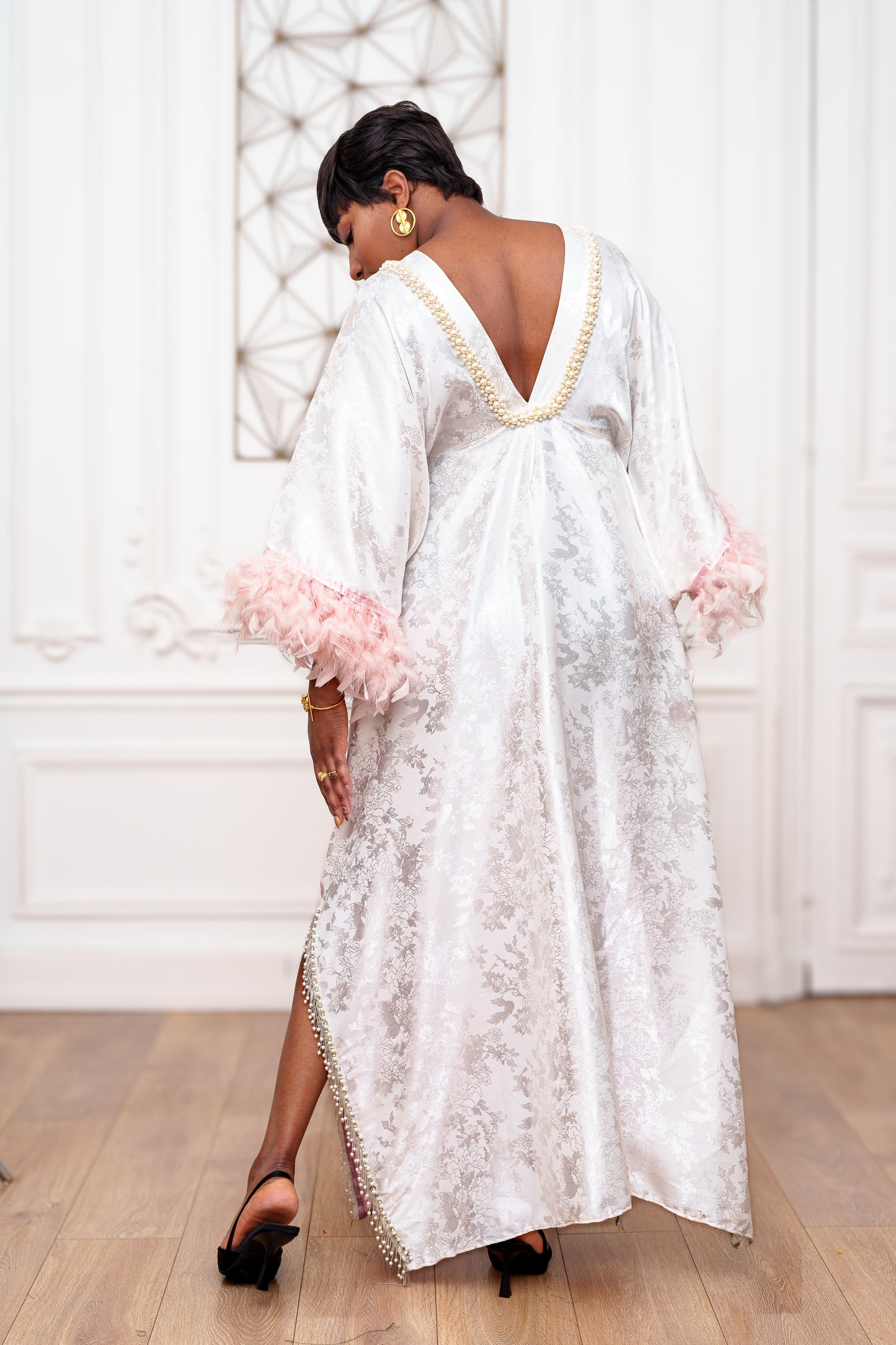 Robe Abaya - Yody - Rose/blanc