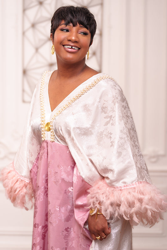 Robe Abaya - Yody - Rose/blanc