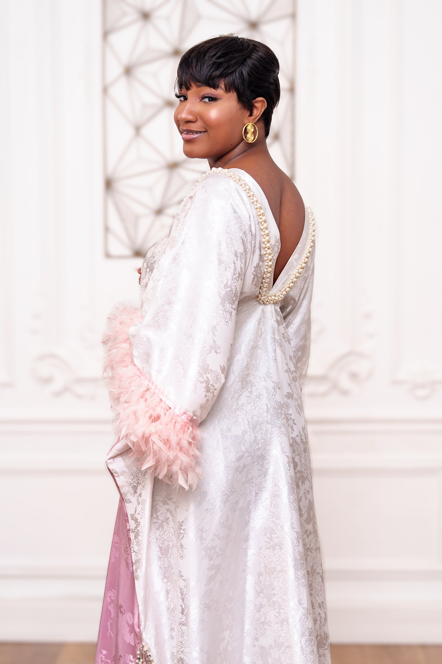 Robe Abaya - Yody - Rose/blanc