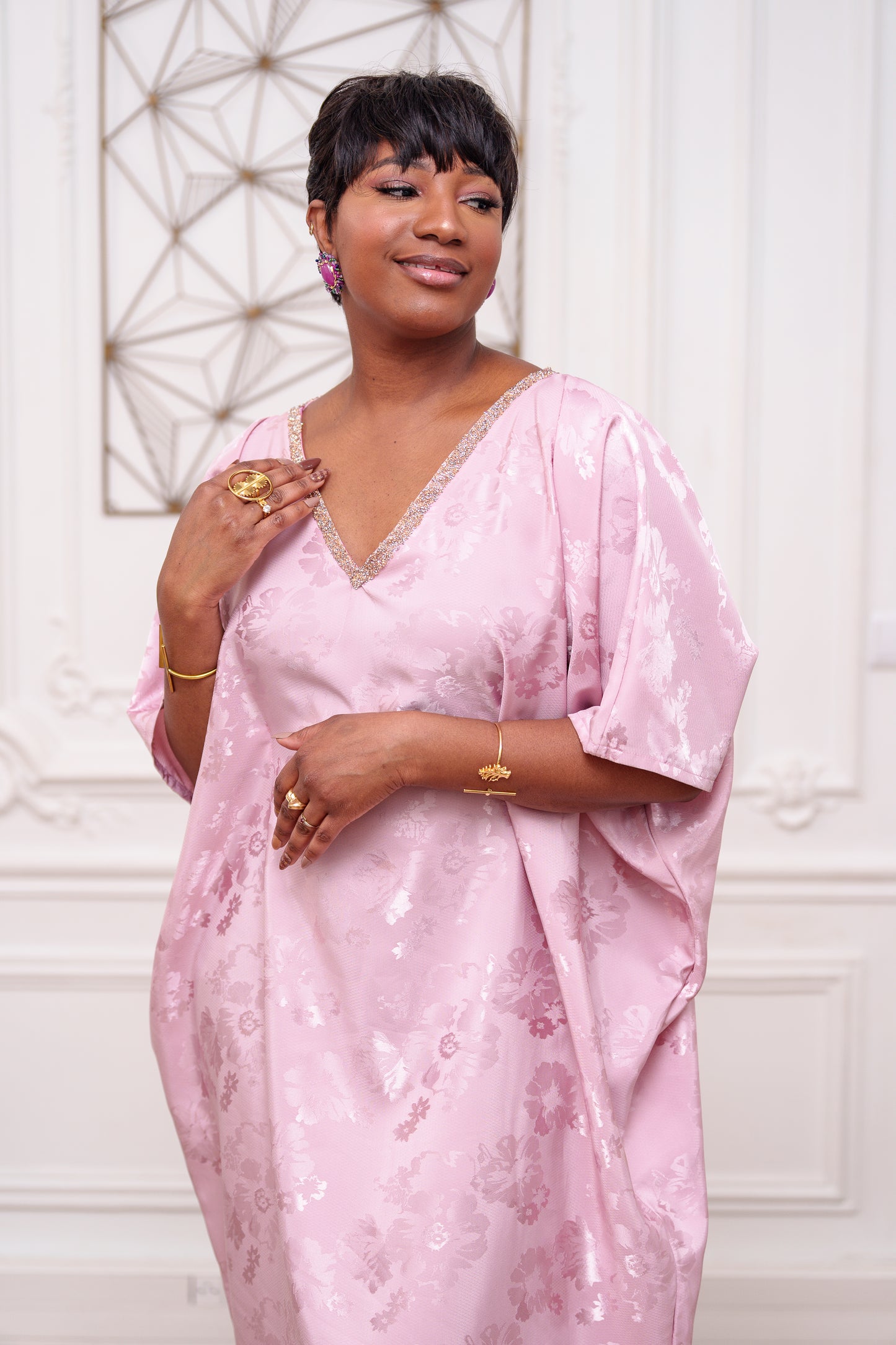 Robe Abaya - TÀARU - Rose imprimée